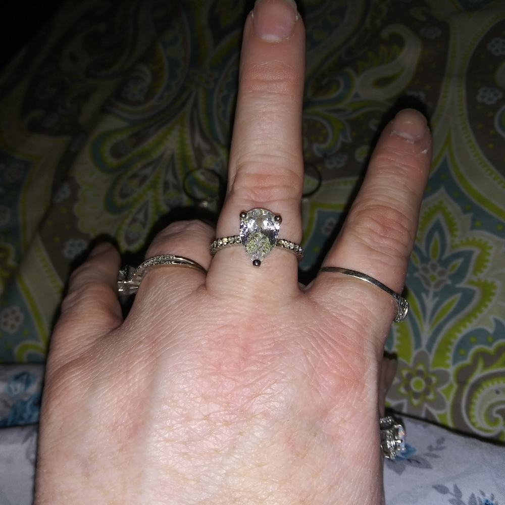 Lab Created Diamond Pear Shaped Ring - image 6